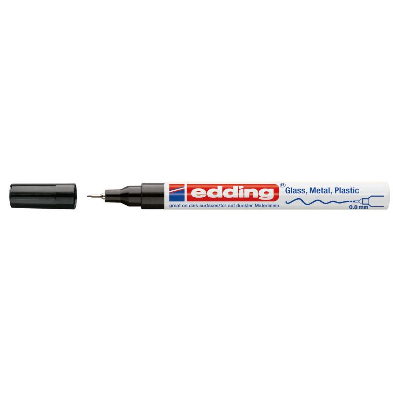 EDDING Marqueur peinture pointe extra fine Encre permanente laquée Noire EDDING Marqueur peinture pointe extra fine Encre permanente laquée Noire