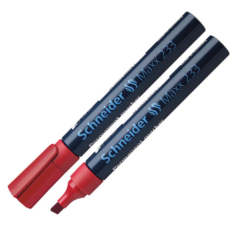 SCHNEIDER MAXX 233 Marqueur permanent pointe biseautée Encre rouge à faible odeur SCHNEIDER MAXX 233 Marqueur permanent pointe biseautée Encre rouge à faible odeur
