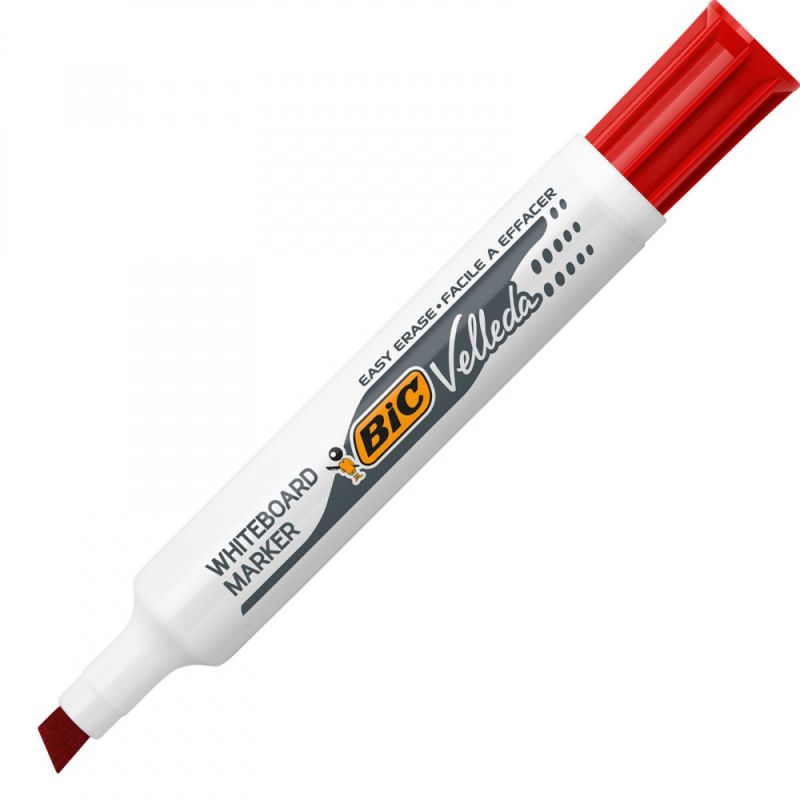 BIC VELLEDA 1791 Marqueur effaçable à sec pour tableaux Blancs pointe biseau encre cétone rouge BIC VELLEDA 1791 Marqueur effaçable à sec pour tableaux Blancs pointe biseau encre cétone rouge