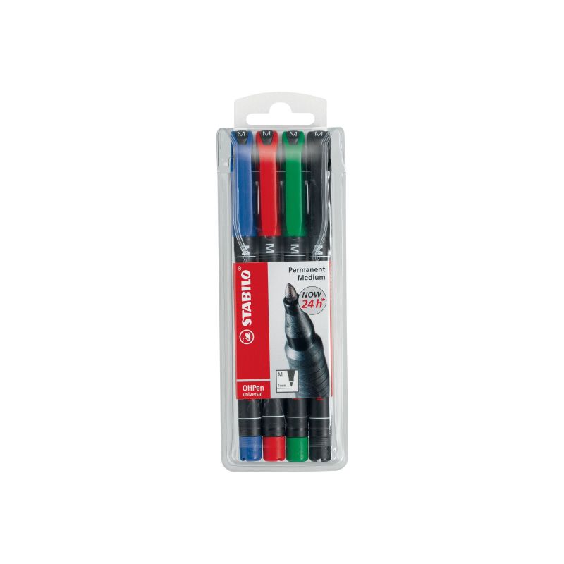 STABILO OHPen Pochette de 4 Feutres pointe moyenne encre permanente STABILO OHPen Pochette de 4 Feutres pointe moyenne encre permanente