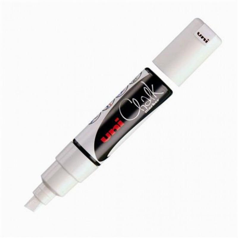 UNI-BALL CHALK Marqueur craie pointe biseautée Encre blanche UNI-BALL CHALK Marqueur craie pointe biseautée Encre blanche