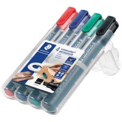 STAEDTLER Boîte de 4 marqueurs permanents assortis pointe biseautée