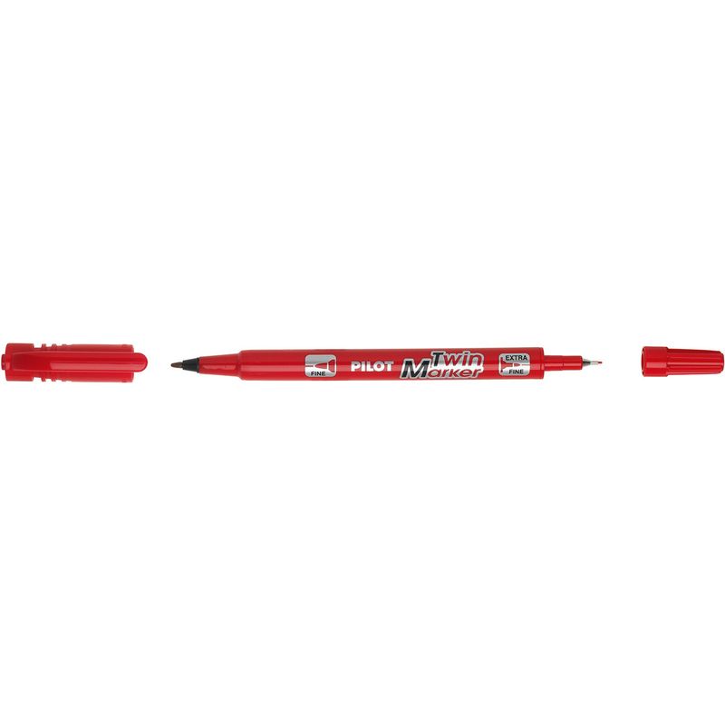 PILOT TWIN MARKER Marqueur double pointe ogive fine et moyenne encre indélébile Rouge PILOT TWIN MARKER Marqueur double pointe ogive fine et moyenne encre indélébile Rouge