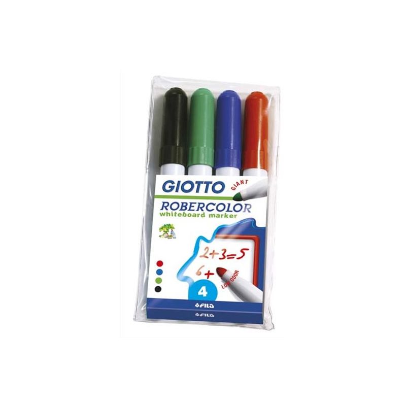 GIOTTO Pochette 4 marqueurs effaçables pointe ogive couleurs assortis GIOTTO Pochette 4 marqueurs effaçables pointe ogive couleurs assortis