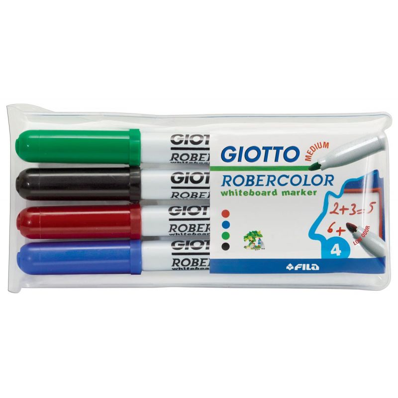 GIOTTO Pochette de 4 feutres effaçable à sec pointe ogive moyenne Coloris assortis
