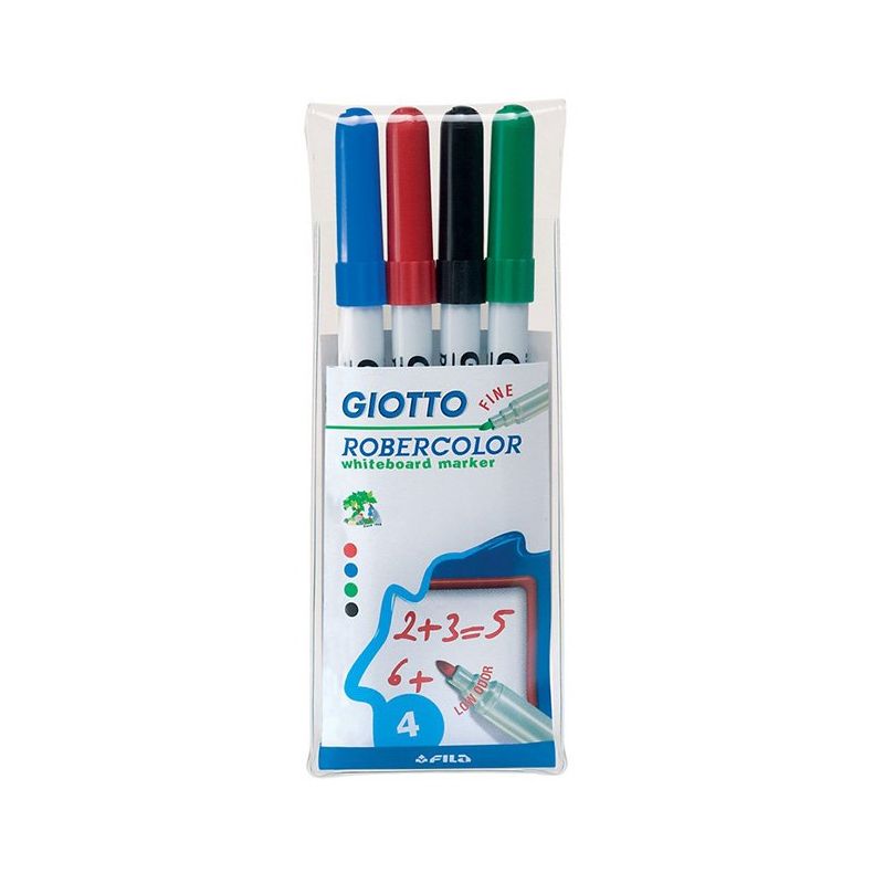 GIOTTO Pochette de 4 feutres effaçable à sec pointe ogive fine Coloris assortis GIOTTO Pochette de 4 feutres effaçable à sec pointe ogive fine Coloris assortis