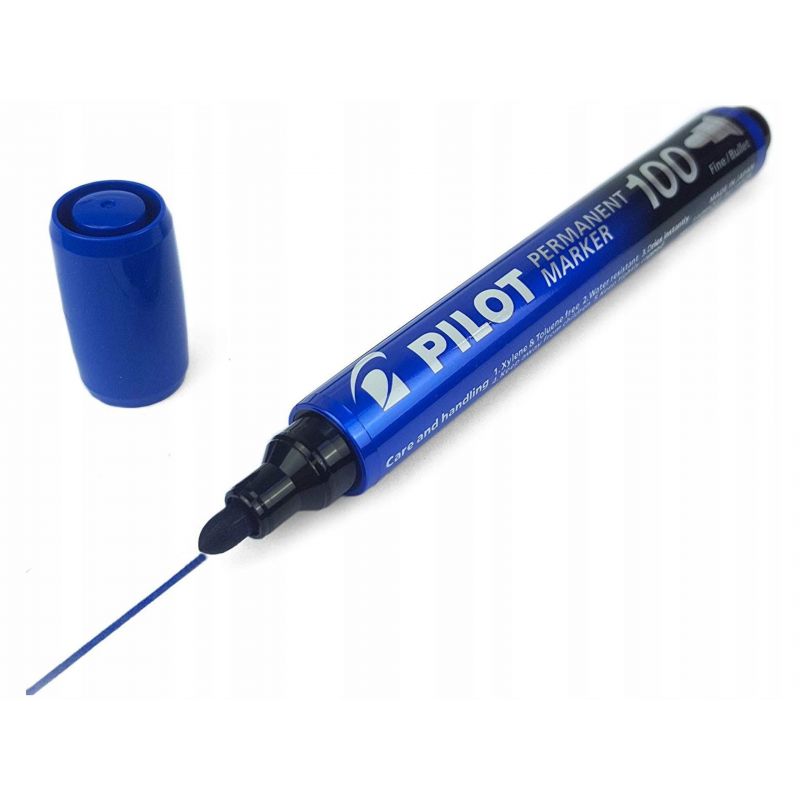 PILOT MARKER 100 Marqueur permanent pointe conique fine encre Bleue PILOT MARKER 100 Marqueur permanent pointe conique fine encre Bleue