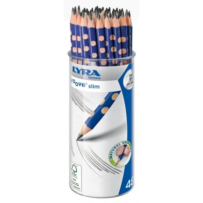 LYRA GROOVE SLIM Pot de 48 crayons graphite triangulaires avec grip gauchers et droitiers mine HB LYRA GROOVE SLIM Pot de 48 crayons graphite triangulaires avec grip gauchers et droitiers mine HB