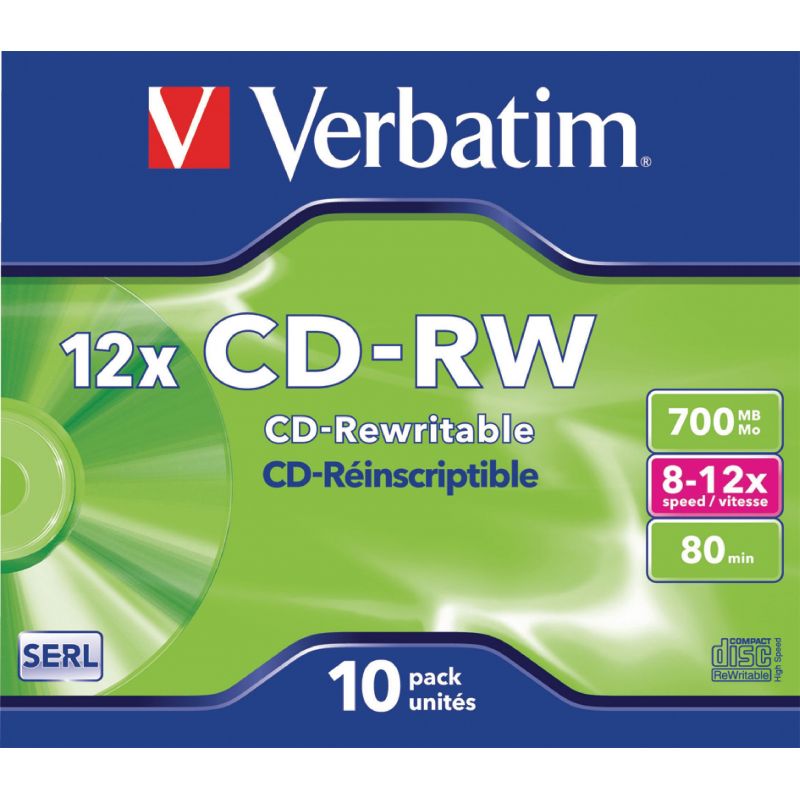 VERBATIM Boîte de 10 CD-RW 80mn high speed VERBATIM Boîte de 10 CD-RW 80mn high speed