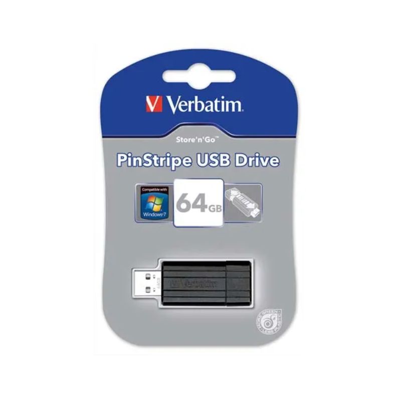 VERBATIM Clé USB 2.0 Store 'n' Go PinStripe 64Go Noir VERBATIM Clé USB 2.0 Store 'n' Go PinStripe 64Go Noir