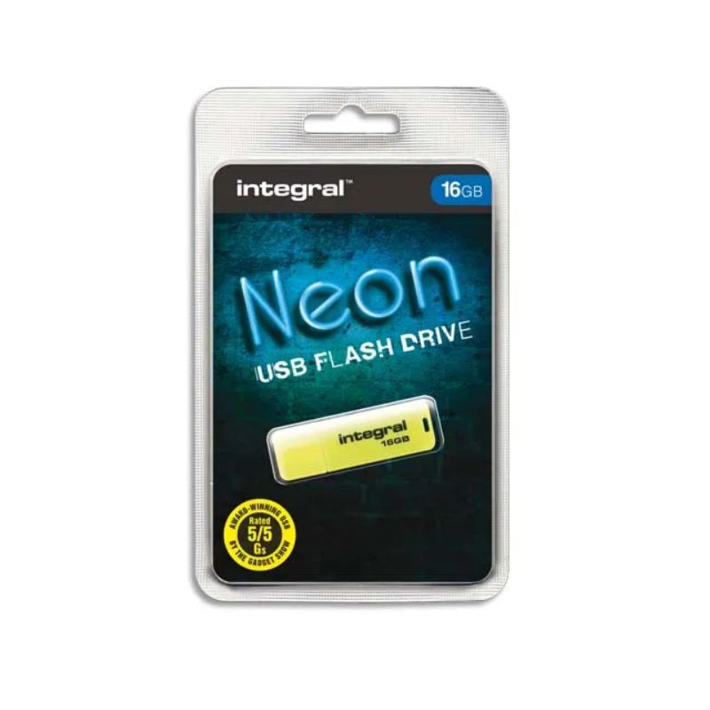 INTEGRAL Clé USB 2.0 NEON 16Go Jaune INTEGRAL Clé USB 2.0 NEON 16Go Jaune