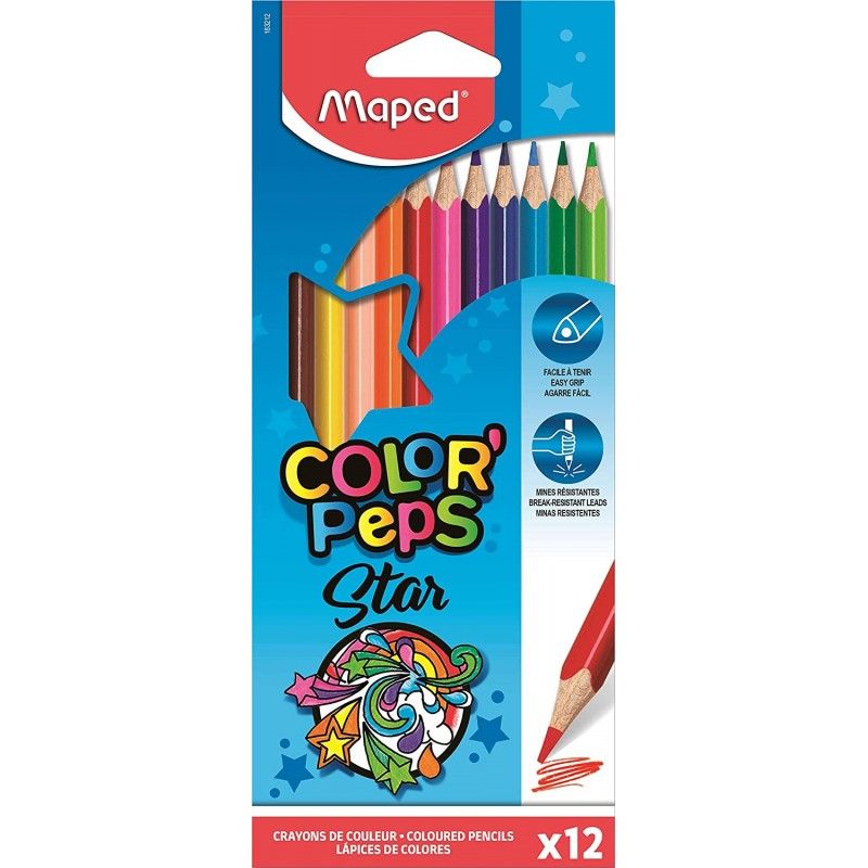 MAPED Pochette 12 crayons de couleur COLOR'PEPS MAPED Pochette 12 crayons de couleur COLOR'PEPS