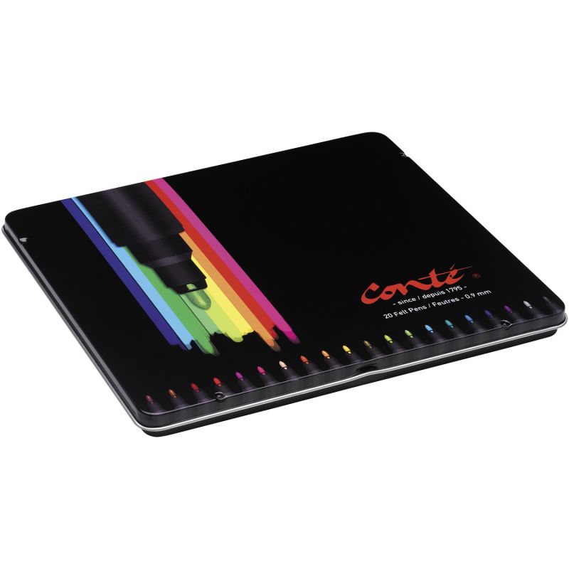 CONTE Boîte métal de 20 feutres de coloriage pointe fine (0,8mm) CONTE Boîte métal de 20 feutres de coloriage pointe fine (0,8mm)