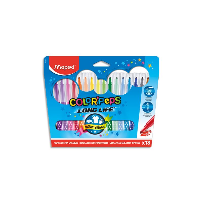 MAPED Pochette 18 feutres de coloriage COLOR'PEPS pointe moyenne MAPED Pochette 18 feutres de coloriage COLOR'PEPS pointe moyenne