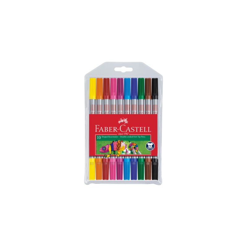 FABER CASTELL Pochette 10 feutres de coloriage. Double pointe : fine & moyenne