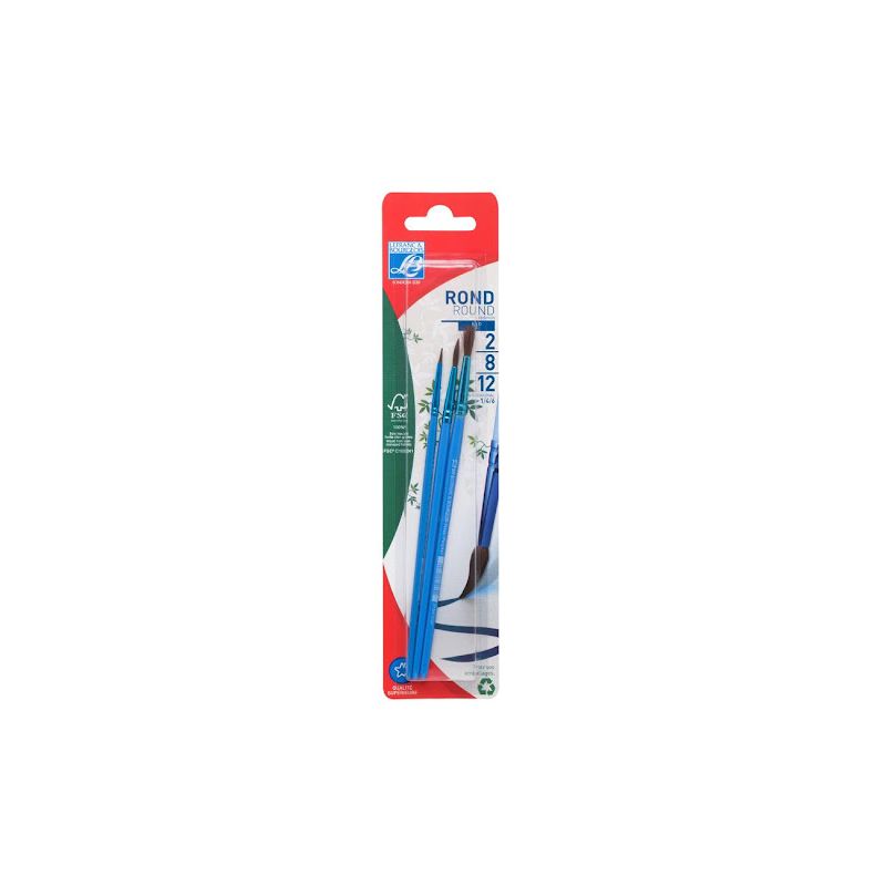LEFRANC & BOURGEOIS Blister de 3 pinceaux Poil de Poney n° 2 + n°8 + n°12 LEFRANC & BOURGEOIS Blister de 3 pinceaux Poil de Poney n° 2 + n°8 + n°12