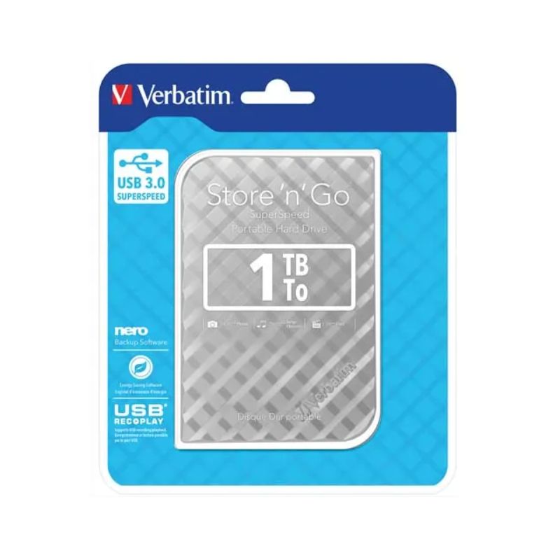 VERBATIM Disque dur 2,5 USB 3.0 Store'N'Go Style 1To Gris VERBATIM Disque dur 2,5 USB 3.0 Store'N'Go Style 1To Gris