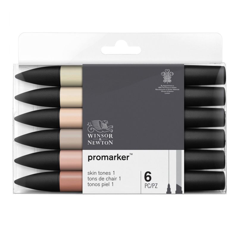WINSOR & NEWTON Set 6 marqueurs double pointe PROMARKER Tons chair WINSOR & NEWTON Set 6 marqueurs double pointe PROMARKER Tons chair
