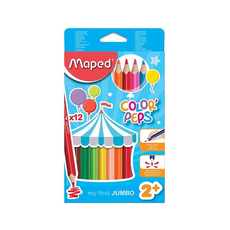 MAPED Boîte de 12 maxi crayons de couleur ColorPeps MAPED Boîte de 12 maxi crayons de couleur ColorPeps