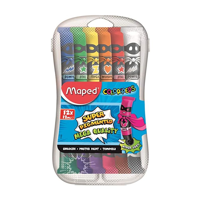 MAPED Boîte plastique de 12 tubes de gouache COLOR'PEPS MAPED Boîte plastique de 12 tubes de gouache COLOR'PEPS