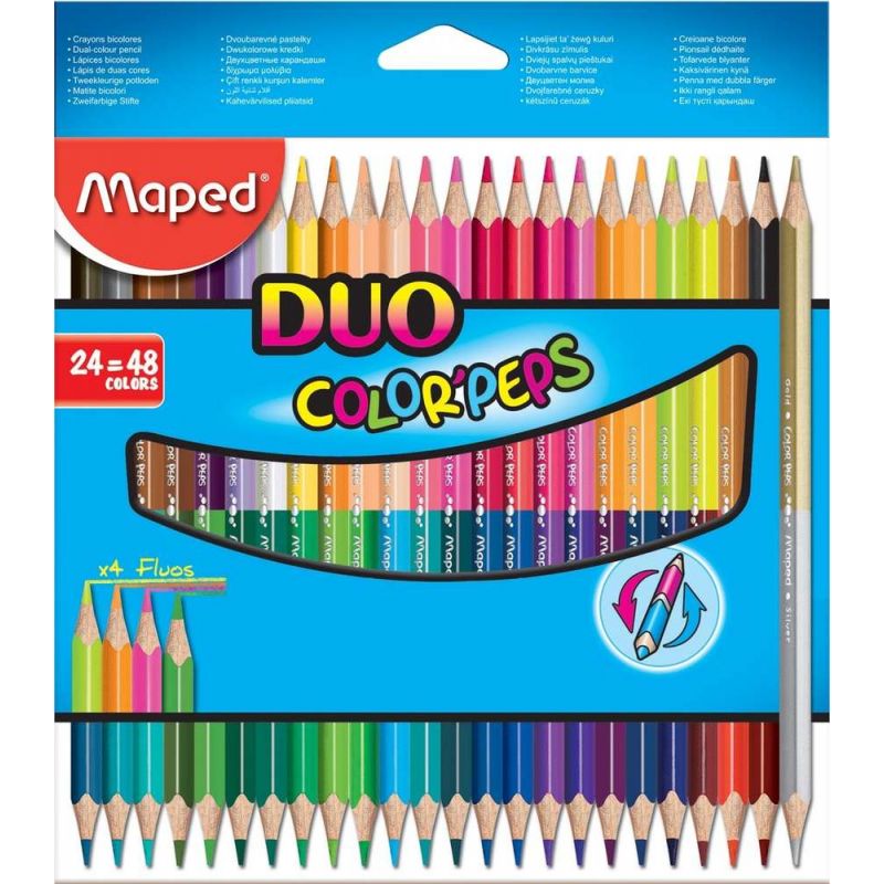 MAPED Pochette cartons de 24 crayons de couleur DUO COLOR'PEPS MAPED Pochette cartons de 24 crayons de couleur DUO COLOR'PEPS