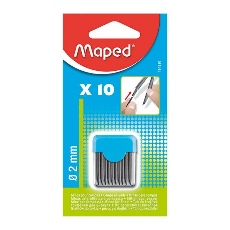 MAPEDBlister étui de 10 mines de rechange pour compas pointe 2mm MAPEDBlister étui de 10 mines de rechange pour compas pointe 2mm