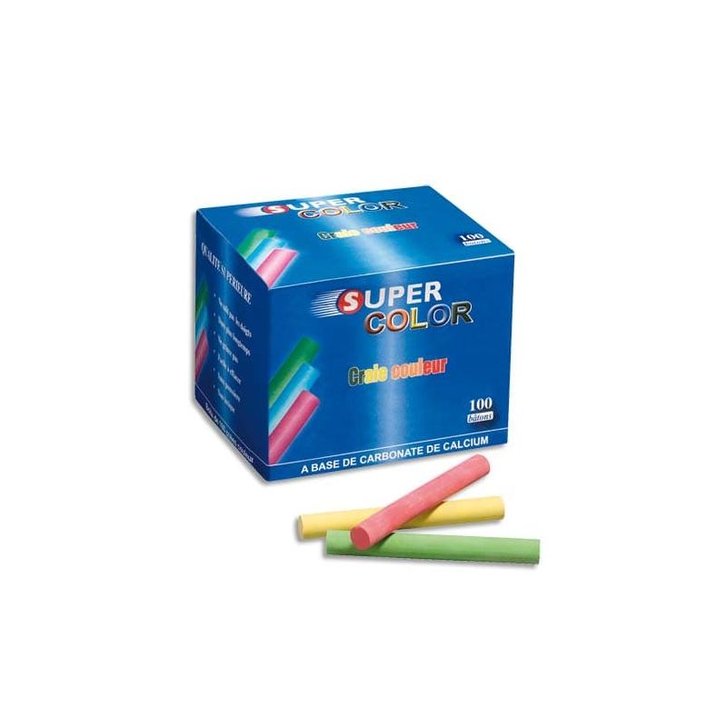 WONDAY Boîte de 100 Craies anti-poussière coloris assortis