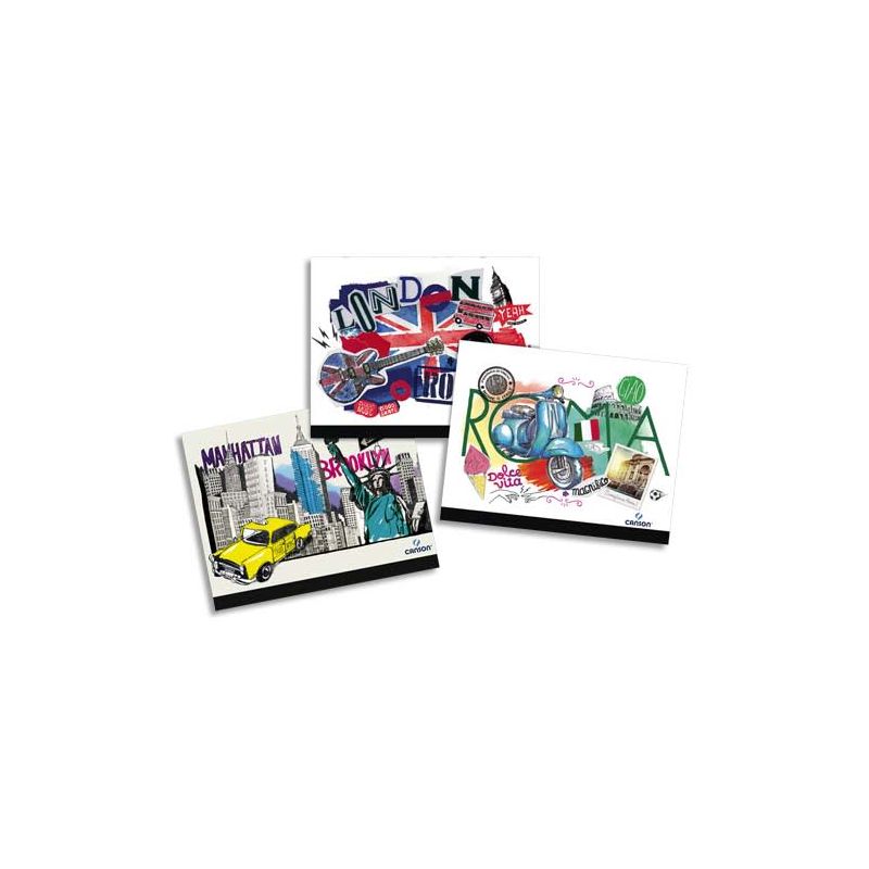CANSON Carton à dessin 26x33cm à élastique. Assortiment Capitales d'€urope CANSON Carton à dessin 26x33cm à élastique. Assortiment Capitales d'€urope