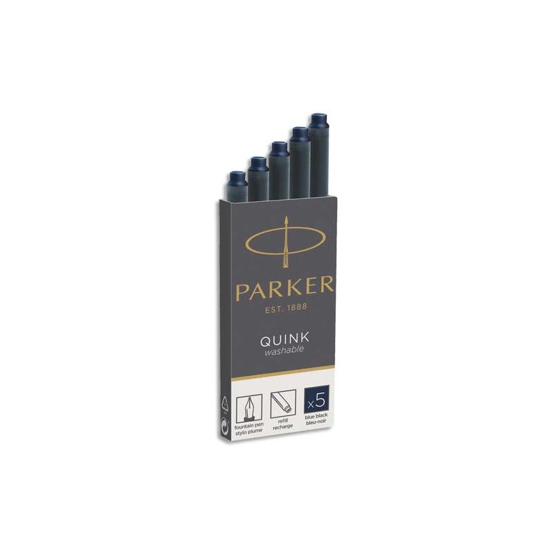 PARKER Etui de 5 cartouches longues QUINK encre Bleue effaçable PARKER Etui de 5 cartouches longues QUINK encre Bleue effaçable