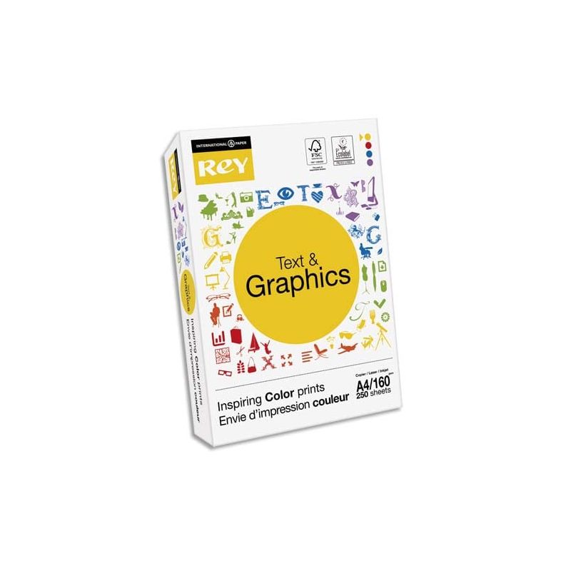 REY Ramette 250 feuilles papier TEXT & GRAPHICS A4 160g Satiné REY Ramette 250 feuilles papier TEXT & GRAPHICS A4 160g Satiné