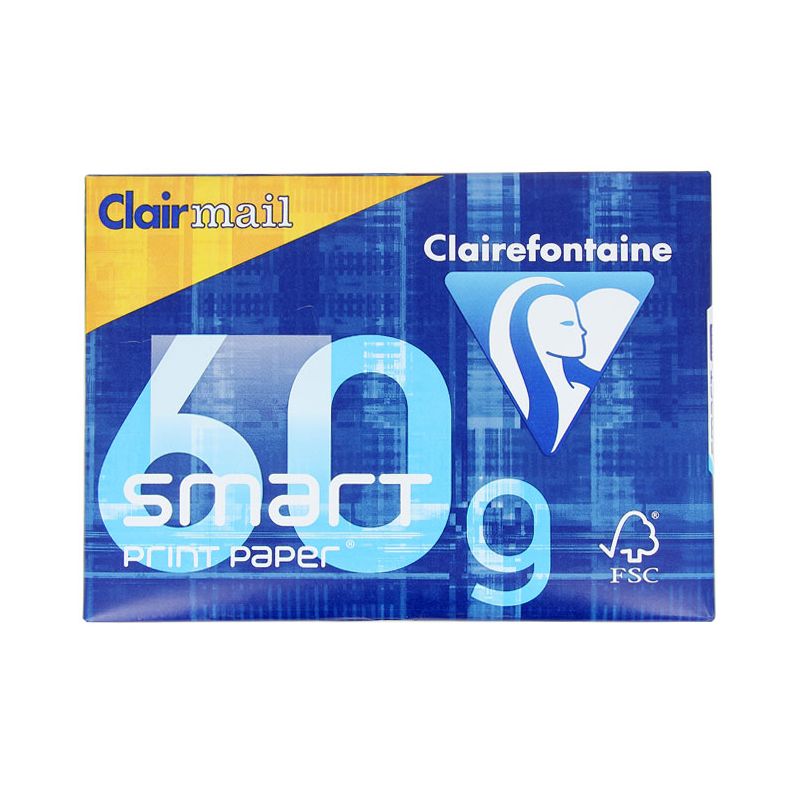 CLAIREFONTAINE Ramette de 500 feuilles papier Blanc SMART CLAIRALFA 60 grammes format A4 CLAIREFONTAINE Ramette de 500 feuilles papier Blanc SMART CLAIRALFA 60 grammes format A4
