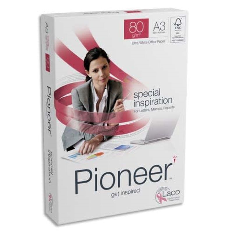 PIONEER Ramette de 500 feuilles extra blancheA3 80g PIONEER Ramette de 500 feuilles extra blancheA3 80g
