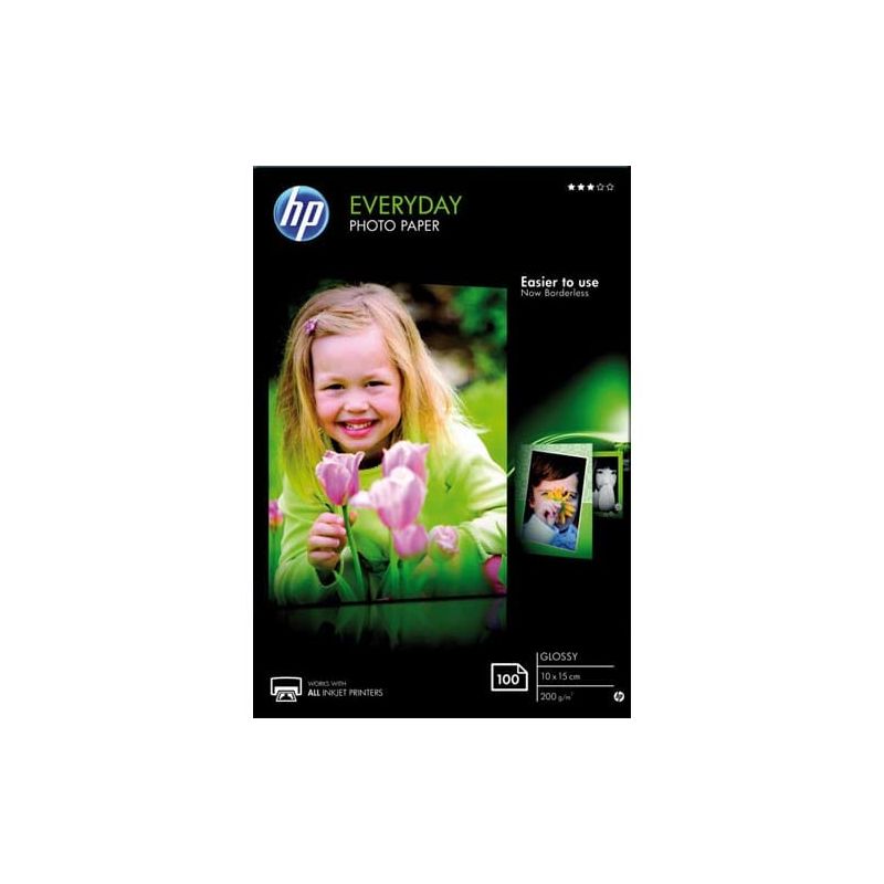 HP Pack de 100 Papier photo Everyday Jet d'encre brillant 200g 10x15 HP Pack de 100 Papier photo Everyday Jet d'encre brillant 200g 10x15