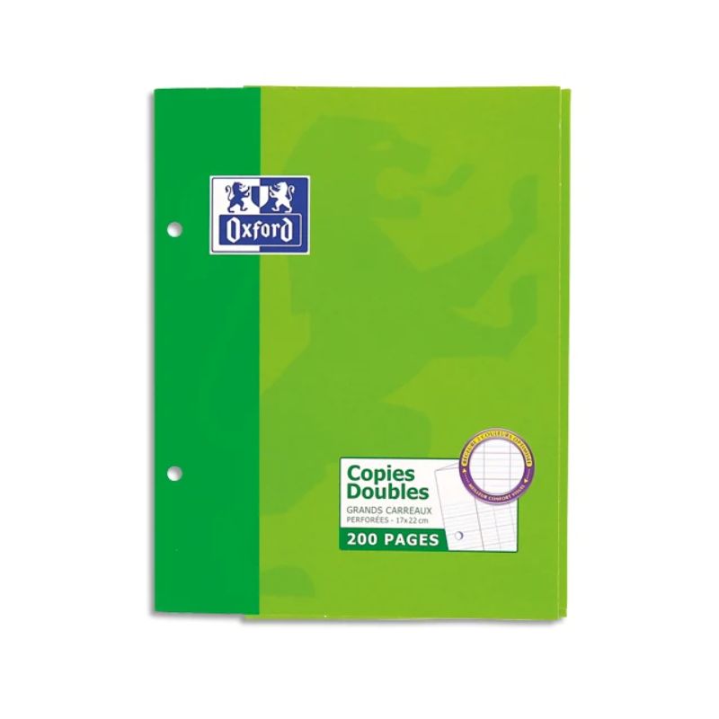 OXFORD Etui 200 copies doubles 90g perforées Blanches 17x22cm OXFORD Etui 200 copies doubles 90g perforées Blanches 17x22cm