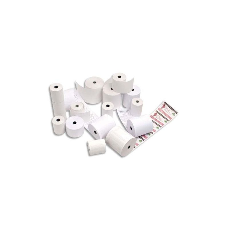 Bobine caisse 76x70x12mm, longueur 27 mètres, papier chimique autocopiant 55g 2 plis Bobine caisse 76x70x12mm, longueur 27 mètres, papier chimique autocopiant 55g 2 plis
