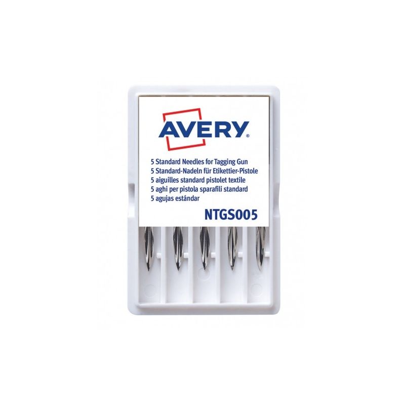 AVERY Boîte de 5 aiguilles avec couteau intégré pour pistolet textile standard AVERY Boîte de 5 aiguilles avec couteau intégré pour pistolet textile standard