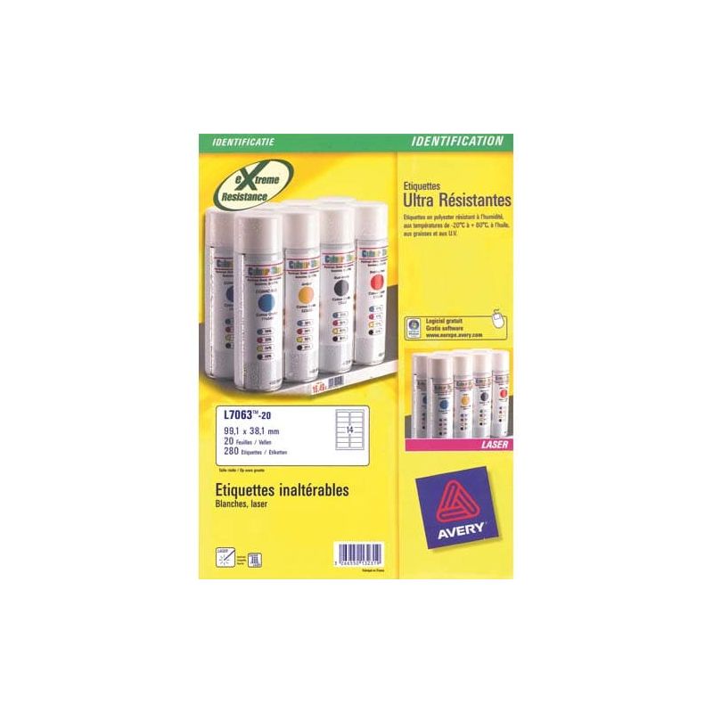 AVERY Boîte de 200 étiquettes Laser ultra résistante Blanches 99,1x67,7 mm spécial expédition AVERY Boîte de 200 étiquettes Laser ultra résistante Blanches 99,1x67,7 mm spécial expédition