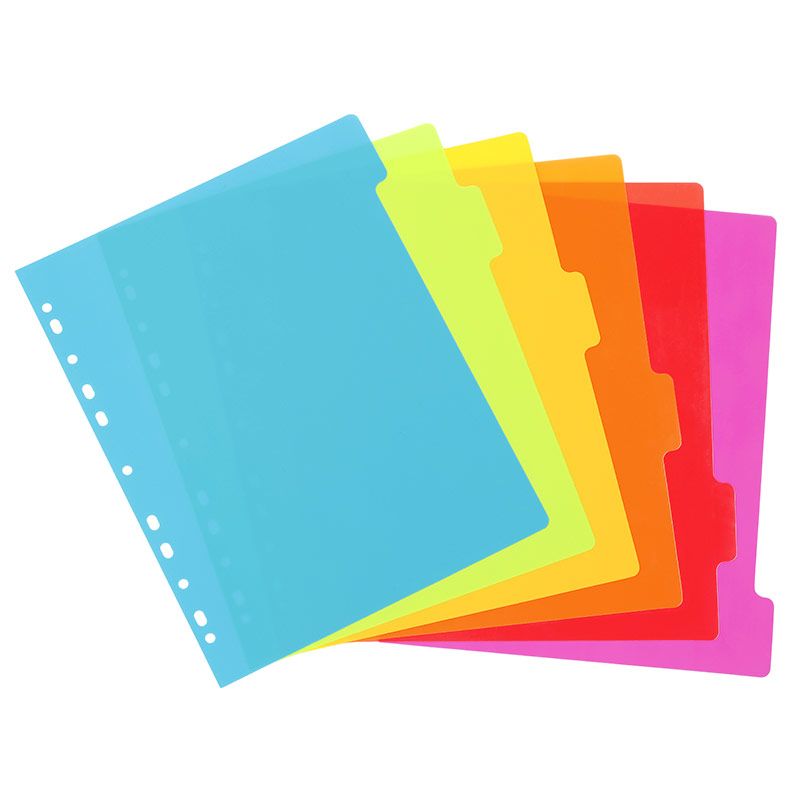 VIQUEL Jeu de 6 intercalaires polypropylène A4 Coloris fluo VIQUEL Jeu de 6 intercalaires polypropylène A4 Coloris fluo