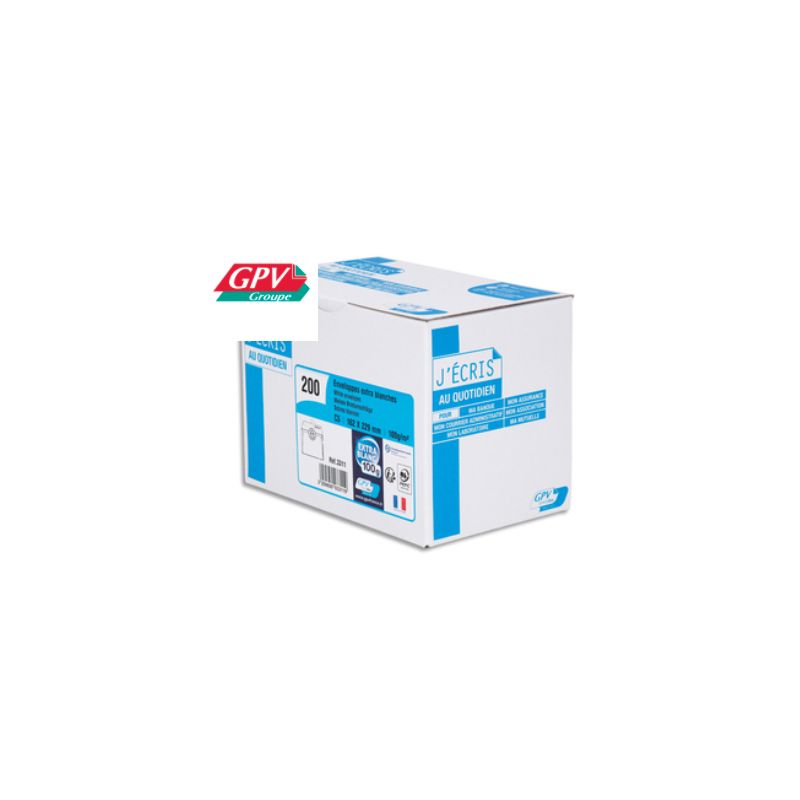 GPV Boîte de 200 enveloppes C5 162x229mm 100g Blanches auto-adhésives PEFC GPV Boîte de 200 enveloppes C5 162x229mm 100g Blanches auto-adhésives PEFC