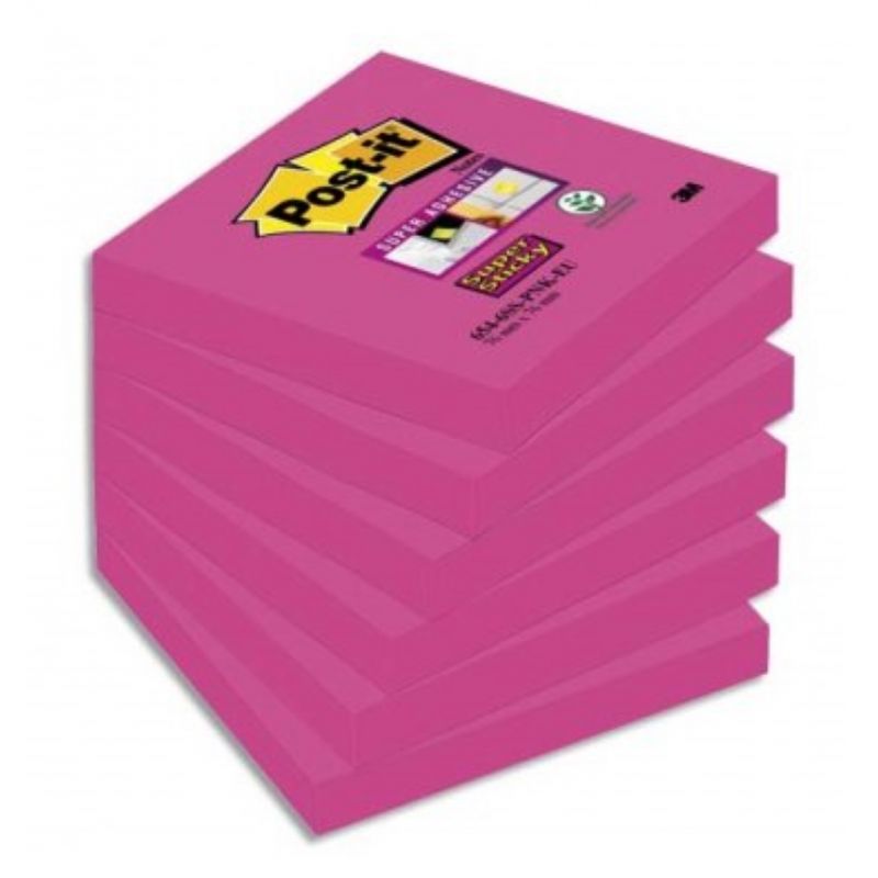 POST-IT® Notes Super Sticky Rose Flamingo 76 x 76 mm. Lot de 6 blocs de 90 feuilles POST-IT® Notes Super Sticky Rose Flamingo 76 x 76 mm. Lot de 6 blocs de 90 feuilles