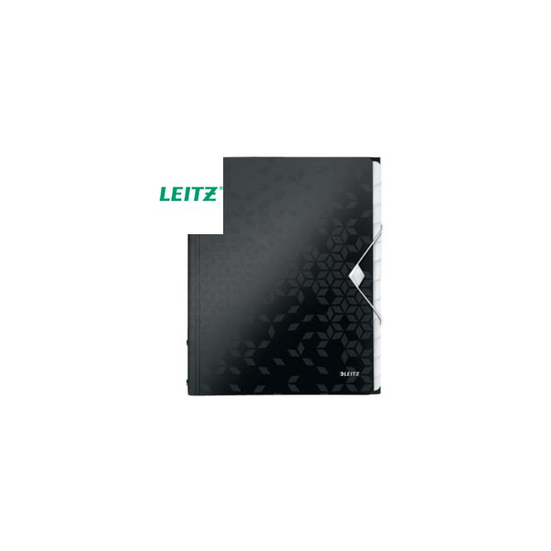 LEITZ Trieur 12 touches WOW en polypropylène. Fermeture élastique 3 rabats. Coloris Noir LEITZ Trieur 12 touches WOW en polypropylène. Fermeture élastique 3 rabats. Coloris Noir