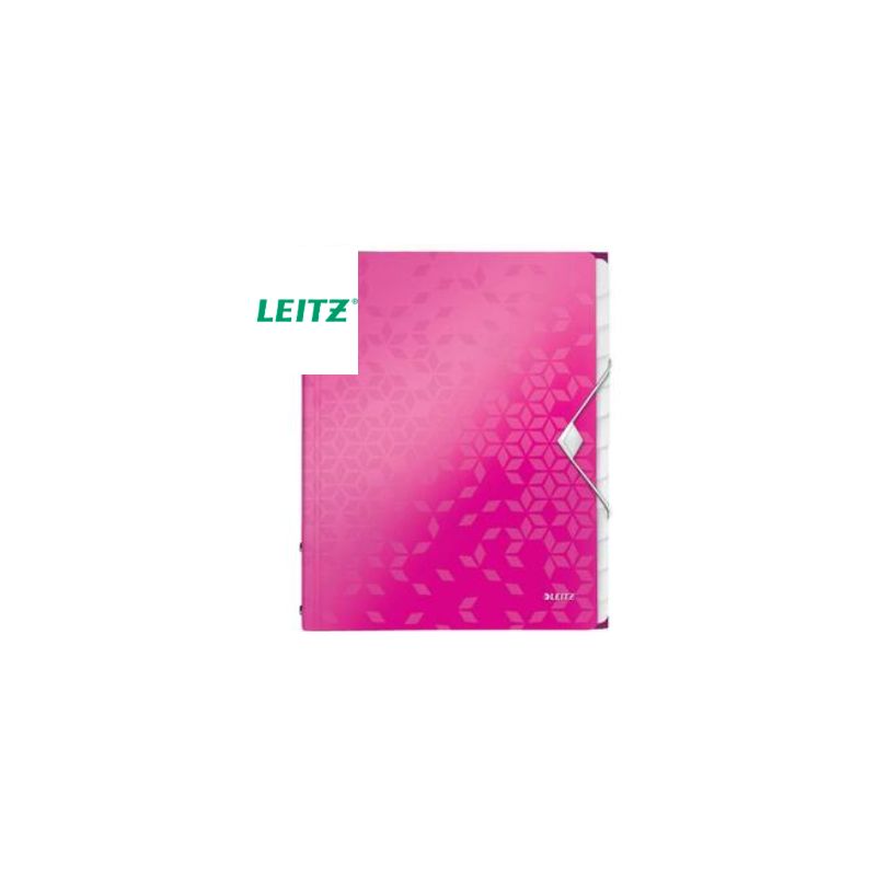 LEITZ Trieur 12 touches WOW en polypropylène. Fermeture élastique 3 rabats. Coloris Rose LEITZ Trieur 12 touches WOW en polypropylène. Fermeture élastique 3 rabats. Coloris Rose