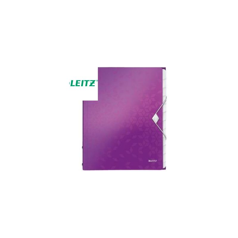 LEITZ Trieur 12 touches WOW en polypropylène. Fermeture élastique 3 rabats. Coloris Violet LEITZ Trieur 12 touches WOW en polypropylène. Fermeture élastique 3 rabats. Coloris Violet
