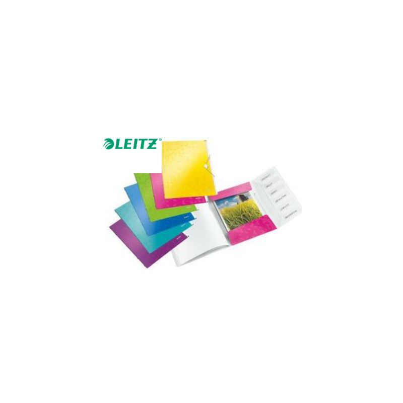 LEITZ Trieur WOW 6 positions en polypropylène. Fermeture par élastique. Coloris Assortis.