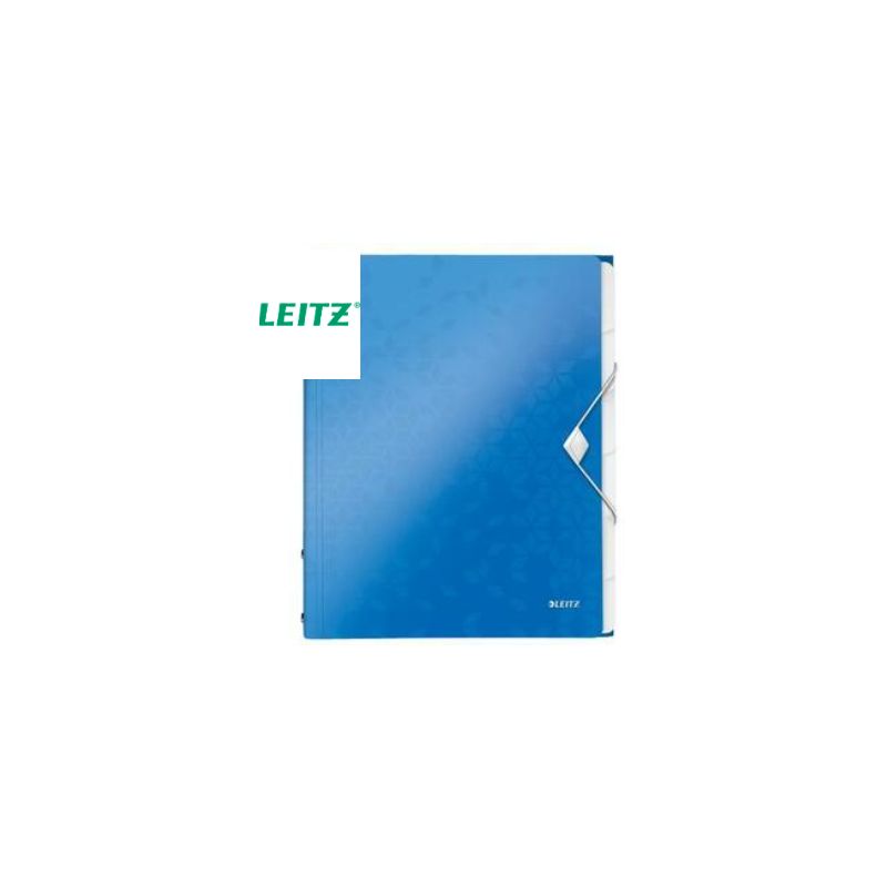 LEITZ Trieur 6 touches WOW en polypropylène. Fermeture élastique et 3 rabats. Coloris Bleu