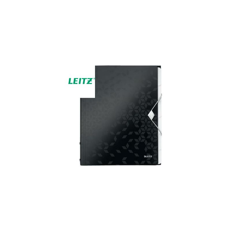 LEITZ Trieur 6 touches WOW en polypropylène. Fermeture élastique 3 rabats. Coloris Noir LEITZ Trieur 6 touches WOW en polypropylène. Fermeture élastique 3 rabats. Coloris Noir