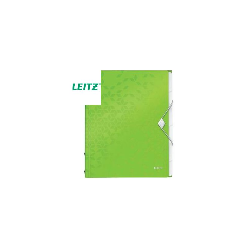 LEITZ Trieur 6 touches WOW en polypropylène. Fermeture élastique 3 rabats. Coloris Vert LEITZ Trieur 6 touches WOW en polypropylène. Fermeture élastique 3 rabats. Coloris Vert