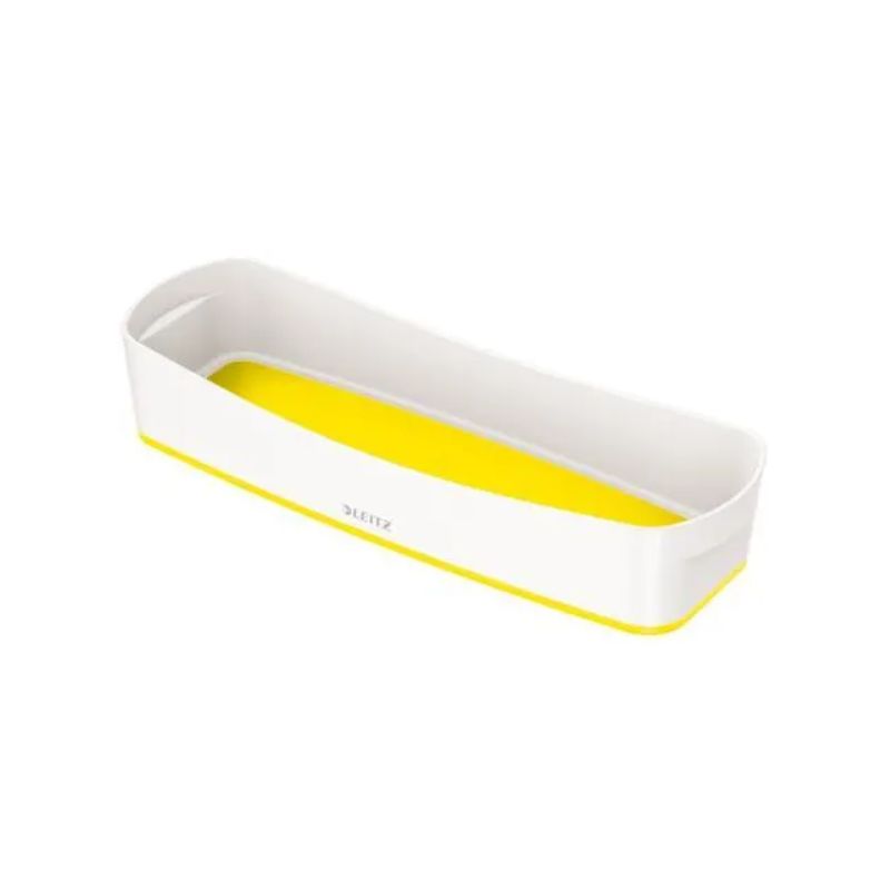 LEITZ Bac de rangement MYBOX long sans couvercle en ABS. Coloris Blanc fond Jaune LEITZ Bac de rangement MYBOX long sans couvercle en ABS. Coloris Blanc fond Jaune