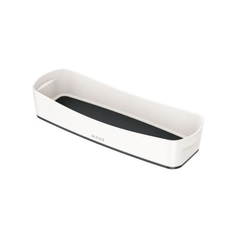 LEITZ Bac de rangement MYBOX long sans couvercle en ABS. Coloris Blanc fond Noir LEITZ Bac de rangement MYBOX long sans couvercle en ABS. Coloris Blanc fond Noir