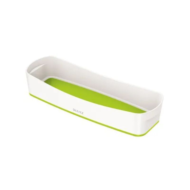 LEITZ Bac de rangement MYBOX long sans couvercle en ABS. Coloris Blanc fond Vert LEITZ Bac de rangement MYBOX long sans couvercle en ABS. Coloris Blanc fond Vert